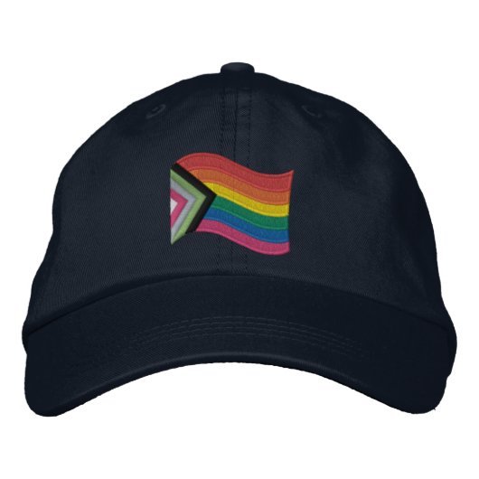 LGBTQ+ Progress Pride Flag Bembroided Baseball Ca Geborduurde Pet (Voorkant)