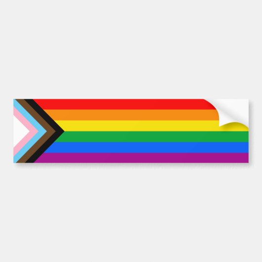 LGBTQ+ Progress Pride Flag Bumpersticker (Voorkant)