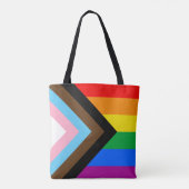 LGBTQ+ Progress Pride Flag Canvas tas (Achterkant)