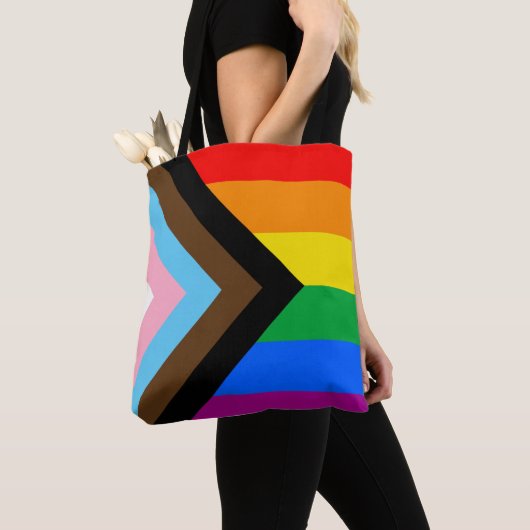 LGBTQ+ Progress Pride Flag Canvas tas (Dichtbij)