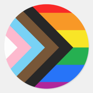 LGBTQ+ Progress Pride Flag Classic Ronde Sticker