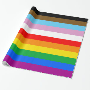 LGBTQ+ Progress Pride Gestreepd Inpakpapier