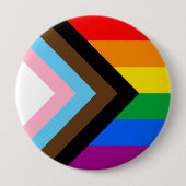 LGBTQ+ Progress Pride Ronde Button 4,0 Cm (Voorkant)