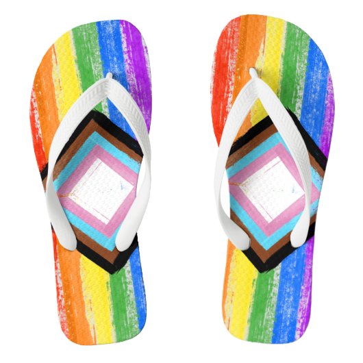 LGBTQ+ Progress Pride-schoenen met hoge veters Teenslippers (Voetbed)