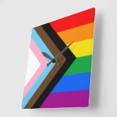 LGBTQ+ Progress Pride Vierkante Klok (Hoek)