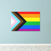 LGBTQ+ Progress Pride-vlag Canvas Afdruk (Insitu (Houten vloer))