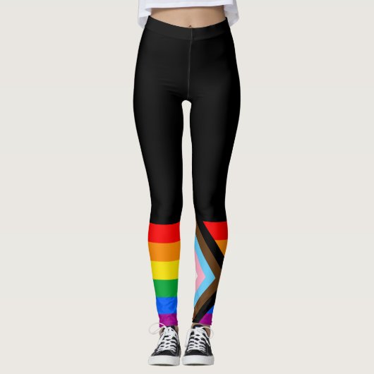 LGBTQ+ Progress Pride Vlag Leggings (Voorkant)