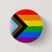 LGBTQ+ Progress Pride Vlag Ronde Button 3,2 Cm (Voorkant)