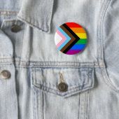 LGBTQ+ Progress Pride-vlag Ronde Button 5,7 Cm (In situ)