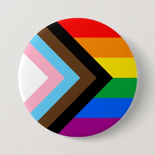 LGBTQ+ Progress Pride-vlag Ronde Button 7,6 Cm (Voorkant)