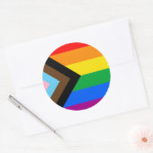 LGBTQ+ Progress Pride Vlag Ronde Sticker (Envelop)