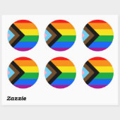 LGBTQ+ Progress Pride Vlag Ronde Sticker (Vel)