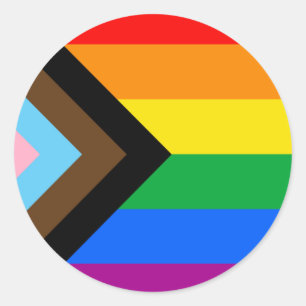 LGBTQ+ Progress Pride Vlag Ronde Sticker