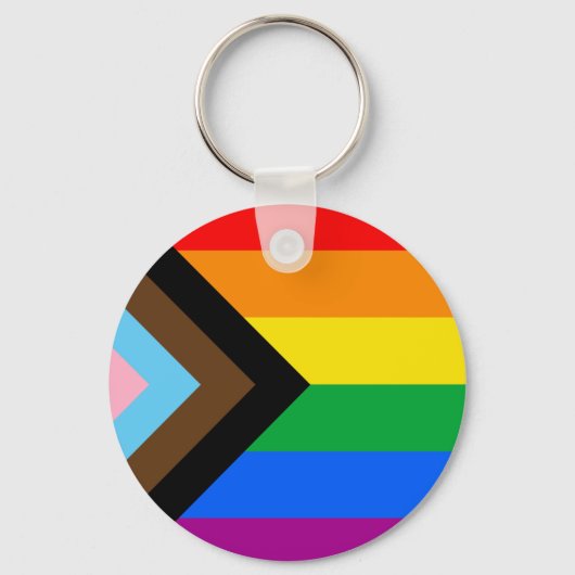 LGBTQ+ Progress Pride-vlag Sleutelhanger (Voorkant)