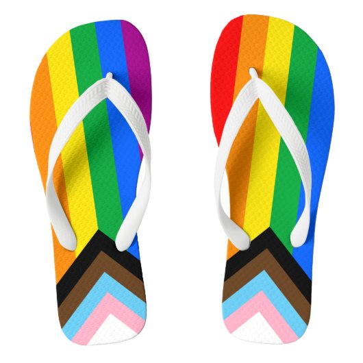 LGBTQ+ Progress Pride Vlag Teenslippers (Voetbed)