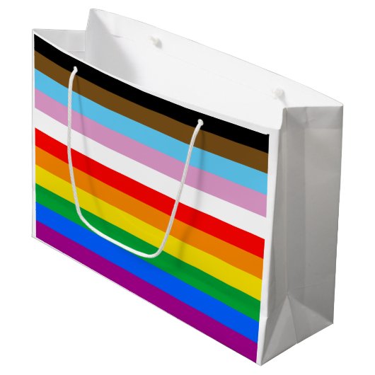 LGBTQ+ Progressie Vlag Strepen Groot Cadeauzakje (Voorkant Gekanteld)