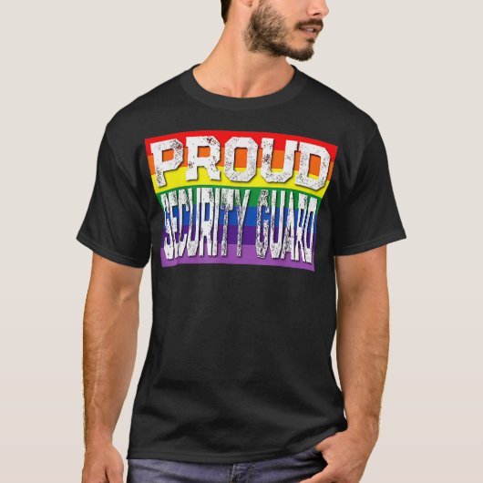 LGBTQ ProSecurity Guard Gay Pride Rainbow T-shirt (Voorkant)
