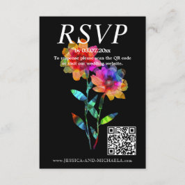 🌈 LGBTQ QR RSVP +Trouwdetails Petals & Pride Informatiekaartje