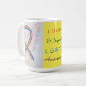 LGBTQ Rainbow Awareness Ribbon Angel Custom Mug (Devant gauche)
