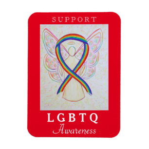 LGBTQ Rainbow Awareness Ribbon Angel Magnet Magneet