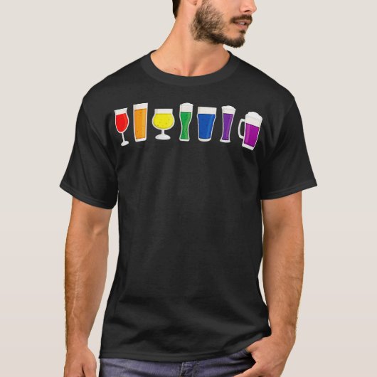 LGBTQ Rainbow Beer Mok Gay Queer Pride Month Proud T-shirt (Voorkant)
