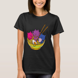 LGBTQ Rainbow Bisexual Pride Flag Cats In Ramen An T-shirt