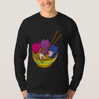 LGBTQ Rainbow Bisexual Pride Flag Cats In Ramen An T-shirt