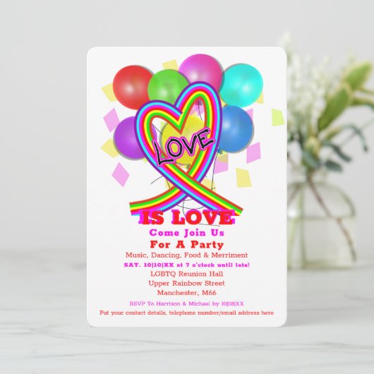 LGBTQ Rainbow Celebration Pride Party Invitation (Debout devant)
