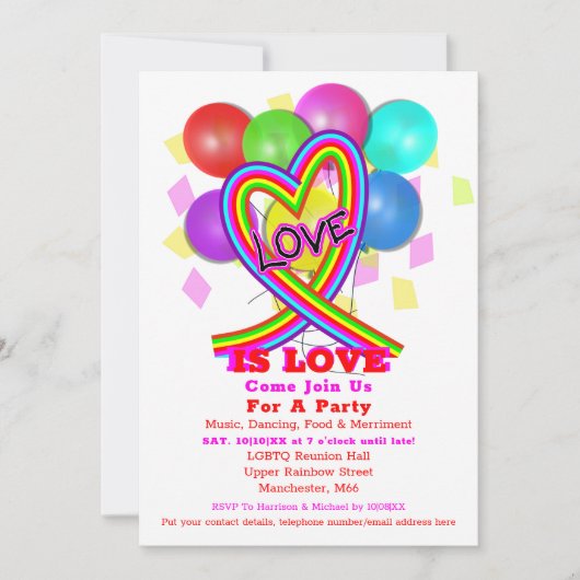  LGBTQ Rainbow Celebration Pride Party Invitation (Devant)