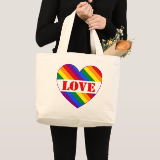 LGBTQ+ Rainbow Flag Liefde Hart voor Pride Maand - Grote Tote Bag