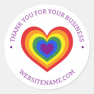 LGBTQ Rainbow Heart Business Hartelijk dank Ronde Sticker