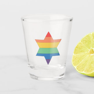 LGBTQ Rainbow Jewish Star Shot Glass Glas