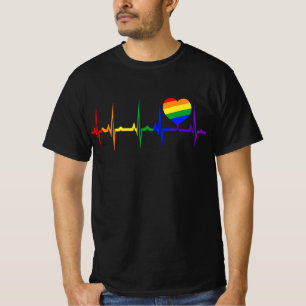 LGBTQ Rainbow Pride Heartbeat EKG Cool LGBTQ-cadea T-shirt