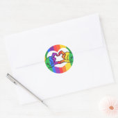 LGBTQ Rainbow Pride Liefdeshanden Ronde Sticker (Envelop)