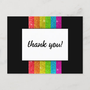 LGBTQ Rainbow Zwart Chique Modern Wedding Glitter Briefkaart