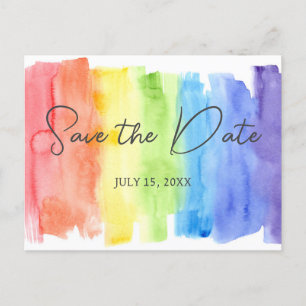 LGBTQ Regenboog Bewaar de datum Bruiloft Briefkaar Briefkaart