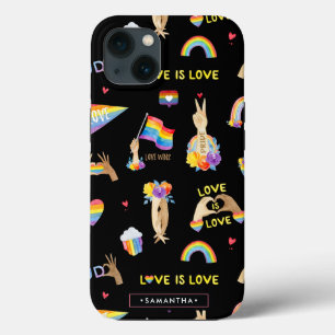 LGBTQ Regenboog Pride Patroon   Monogram iPhone 13 Hoesje