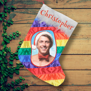 LGBTQ Regenboog Vlag Gay Pride Vlag Foto Naam Quee Kleine Kerstsok
