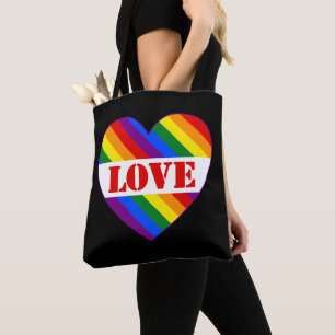 LGBTQ+ Regenboog Vlag Liefde Hart zwart - Draagtas