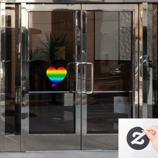 Lgbtq regenbooggradiënt kleuren grote hart homosek raamsticker (Kantoordeur)
