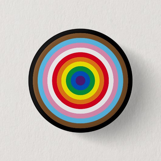 Lgbtq regenboogstrepen bullseye gay pride vlag coo ronde button 3,2 cm (Voorkant)
