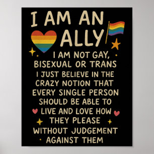 Lgbtq Retro Ik Ben Een Bondgenoot Ik Ben Niet Homo Poster