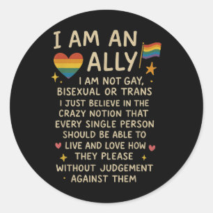 Lgbtq Retro Ik Ben Een Bondgenoot Ik Ben Niet Homo Ronde Sticker