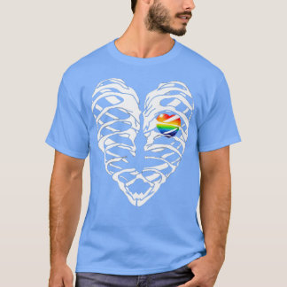 LGBTQ Ribcage Rainbow Pride Heart lesbian Bi H T-shirt