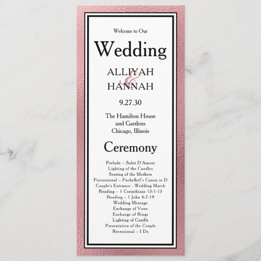 LGBTQ Roos Goud Modern Trouwprogramma Programma (Voorkant)