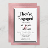 LGBTQ Rose Gold Modern Ils sont engagés Invitation (Devant / Derrière)