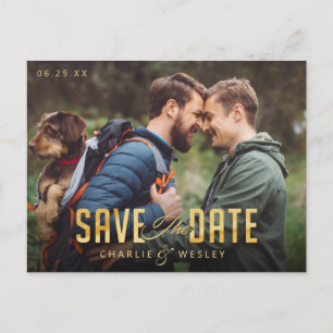 LGBTQ Simple Traditional Save the Date with Photo Briefkaart
