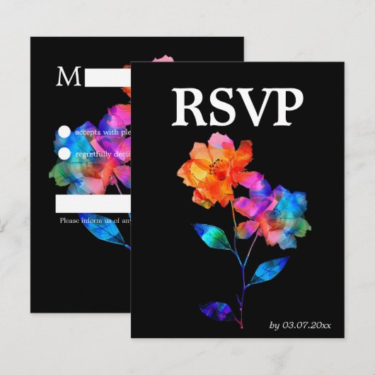 🌈 LGBTQ Soaring Together Petals & Pride RSVP Kaartje (Voorkant / Achterkant)