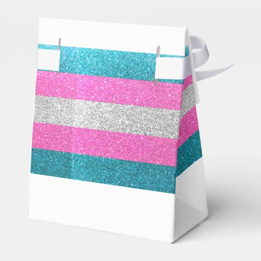 LGBTQ Trans Chic Modern Wit Bruiloft Glitter Bedankdoosjes (Achterkant)