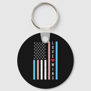 LGBTQ Transgender Pride Love Wint Amerikaanse vlag Sleutelhanger